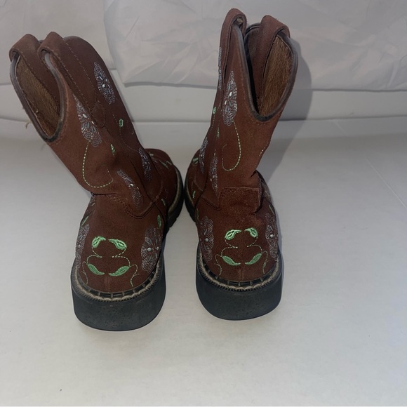 Roper Women's 7 Brown Suede Chunk Floral Embroidered Cowboy Western Boots - Picture 3 of 6